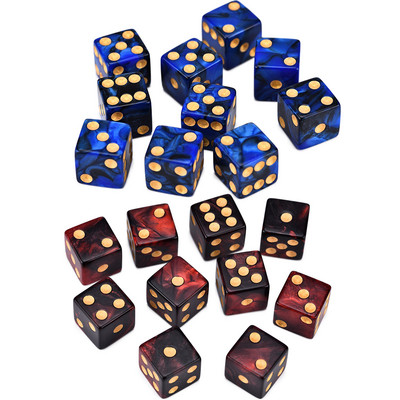 10 D6 täringukomplekt 16 mm ümara nurgaga/ruudukujuline matriit Shadowrun Championsi RPG jaoks – Vortex, kahevärviline