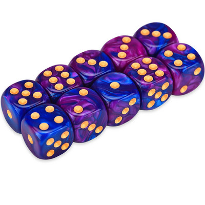 10 D6 täringukomplekt 16 mm ümara nurgaga/ruudukujuline matriit Shadowrun Championsi RPG jaoks – Vortex, kahevärviline