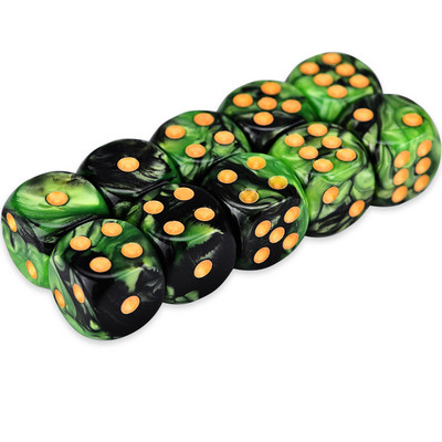 10 D6 täringukomplekt 16 mm ümara nurgaga/ruudukujuline matriit Shadowrun Championsi RPG jaoks – Vortex, kahevärviline