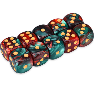 10 D6 täringukomplekt 16 mm ümara nurgaga/ruudukujuline matriit Shadowrun Championsi RPG jaoks – Vortex, kahevärviline