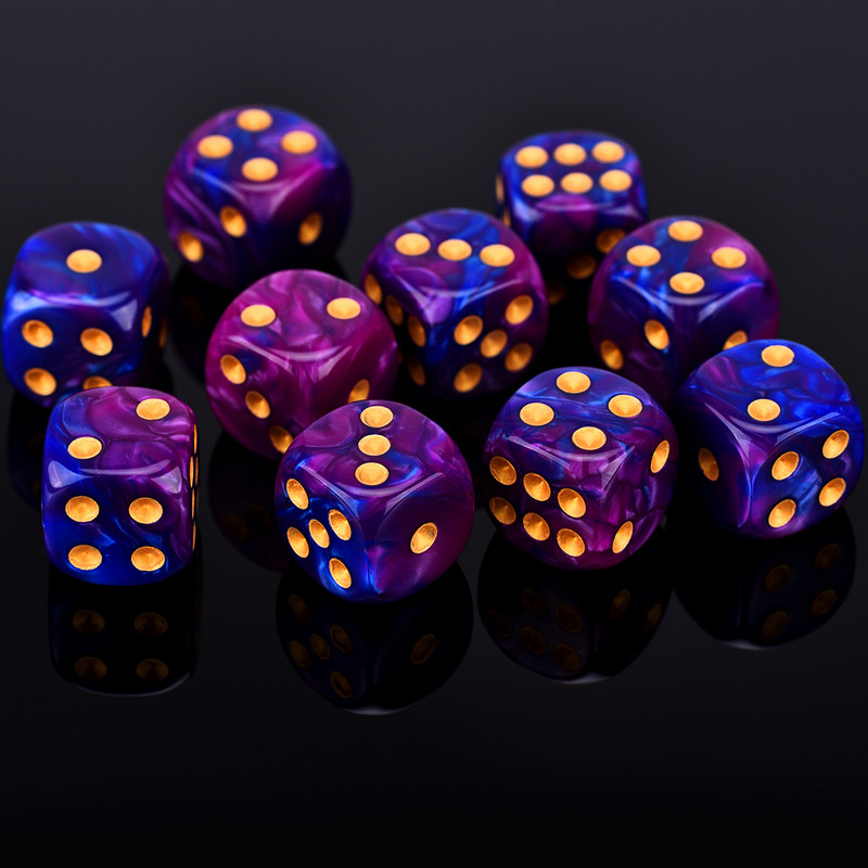 10 D6 täringukomplekt 16 mm ümara nurgaga/ruudukujuline matriit Shadowrun Championsi RPG jaoks – Vortex, kahevärviline