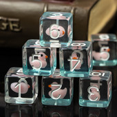 7Pcs D6 Dice 6-странни 16 mm зарове кубични стандартни зарове за игра, пълни с розово пате за настолни игри и преподаване на математика