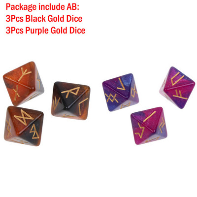 3/6 Pcs 8-Sided Rune Dice Polyhedral Dice Acrylic Astrological Dice Board Game Dice Constellation Divination Accessory