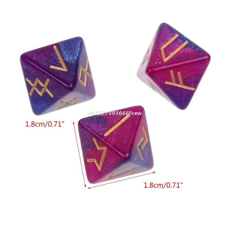 3/6 бр. 8-странни рунически зарове, многогранни зарове, акрилни астрологични зарове, настолна игра, аксесоар за гадаене на зарове, съзвездие