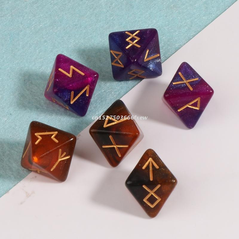 3/6 бр. 8-странни рунически зарове, многогранни зарове, акрилни астрологични зарове, настолна игра, аксесоар за гадаене на зарове, съзвездие