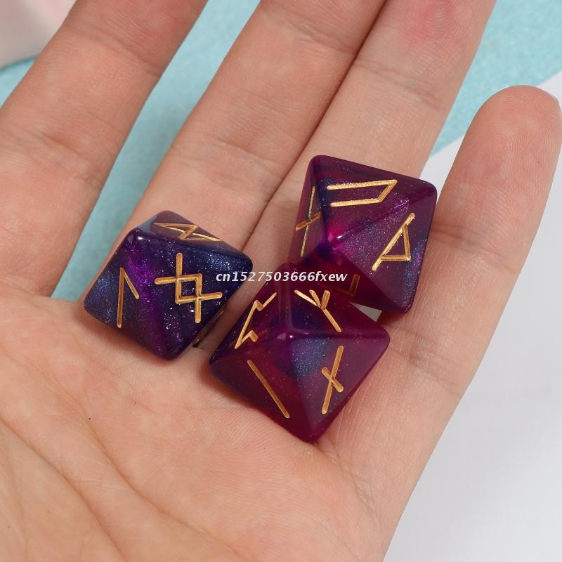 3/6 бр. 8-странни рунически зарове, многогранни зарове, акрилни астрологични зарове, настолна игра, аксесоар за гадаене на зарове, съзвездие