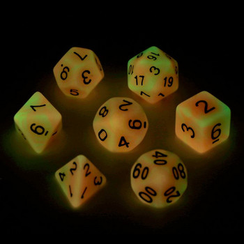 7 τμχ/σετ Φωτεινό πολυεδρικό ζάρι με όψη D4 D6 D8 D10 D12 D20 Σετ για επιτραπέζιο παιχνίδι DND RPG Poly Ζάρια διπλών χρωμάτων