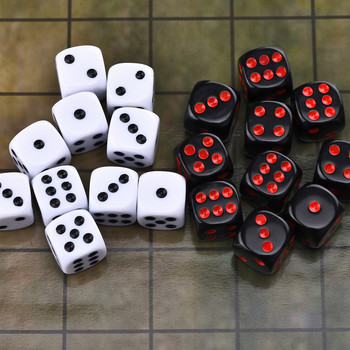 10 Ζάρια D6 16 χιλιοστών Στρογγυλές γωνίες κουκκίδων έξι όψεων για επιτραπέζια παιχνίδια – Αδιαφανές, διαφανές