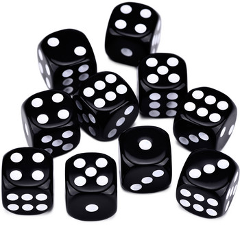 10 Ζάρια D6 16 χιλιοστών Στρογγυλές γωνίες κουκκίδων έξι όψεων για επιτραπέζια παιχνίδια – Αδιαφανές, διαφανές