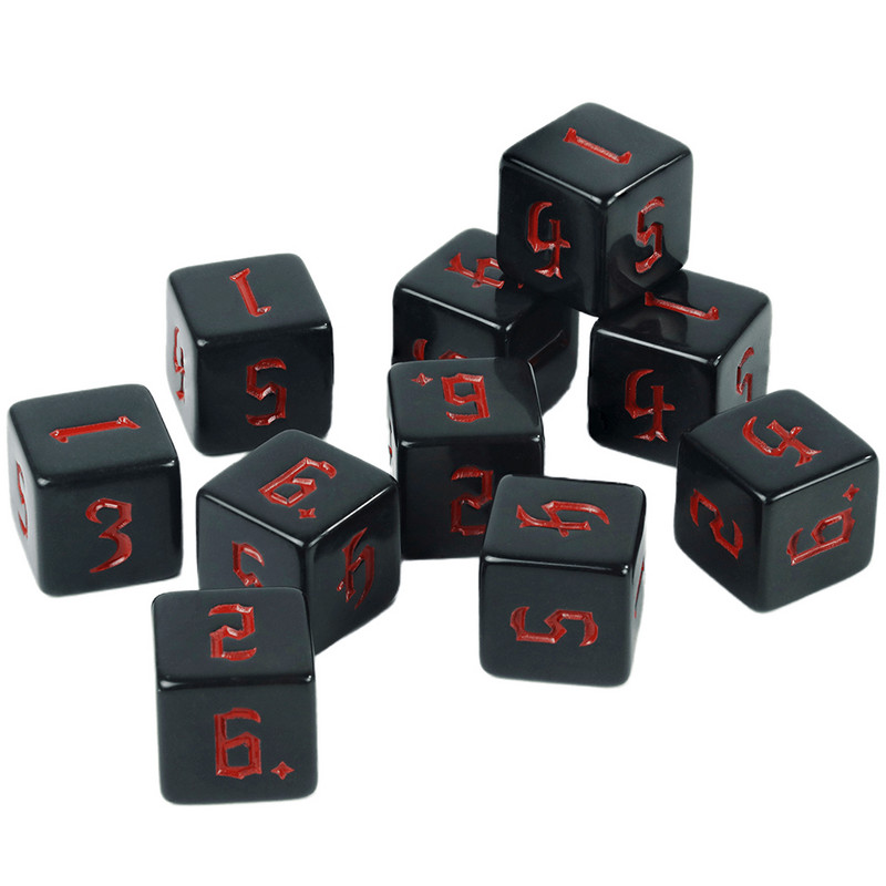 Polyhedral D6 täringukomplekt 10 tk 6-poolsed mängutäringud lauamängude jaoks D&D RPG rollimängulaua tarvikud