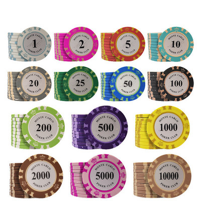10 komada Clay Poker Chips Set Casino Novčići Poker 40x3.3mm Metalni zabavni novčići Dollar Monte Carlo Chips Dodaci za poker klub