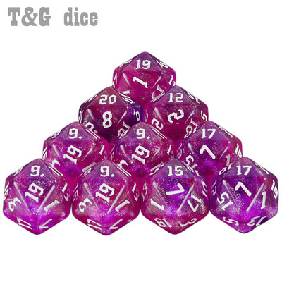 Комплект 20-странни многостранни зарове 10 бр Glitter D20 Polyhedral Dice for Party Supplies Party Family Games Dices Accessaries