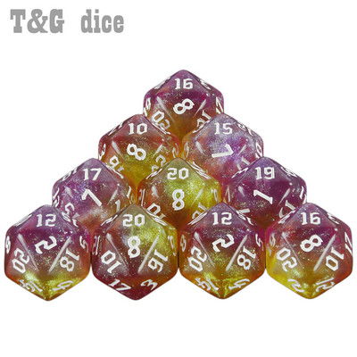 Комплект 20-странни многостранни зарове 10 бр Glitter D20 Polyhedral Dice for Party Supplies Party Family Games Dices Accessaries