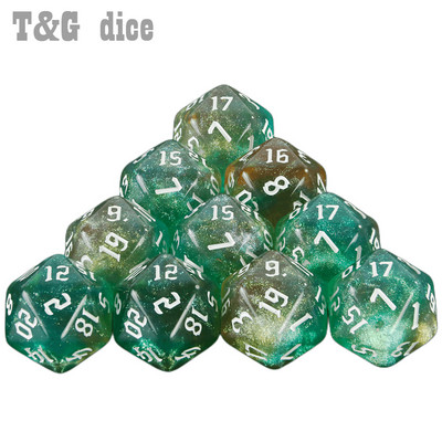 Комплект 20-странни многостранни зарове 10 бр Glitter D20 Polyhedral Dice for Party Supplies Party Family Games Dices Accessaries