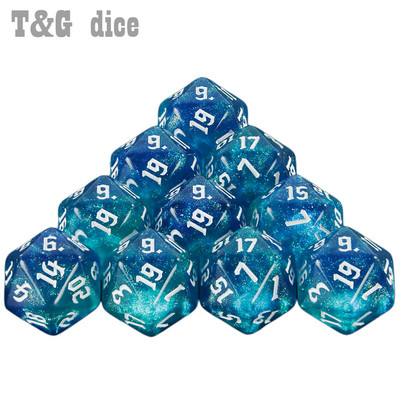 Комплект 20-странни многостранни зарове 10 бр Glitter D20 Polyhedral Dice for Party Supplies Party Family Games Dices Accessaries