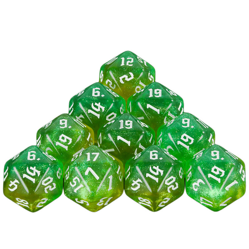 Комплект 20-странни многостранни зарове 10 бр Glitter D20 Polyhedral Dice for Party Supplies Party Family Games Dices Accessaries