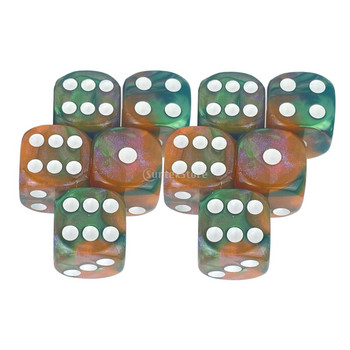 10 τεμ./συσκευασία Six Sided Dice Set D6 Dice 16mm Πολύχρωμα Διδακτικά Βοηθήματα Μαθηματικών για RPG DND Παιχνίδια ρόλων Επιτραπέζια στηρίγματα