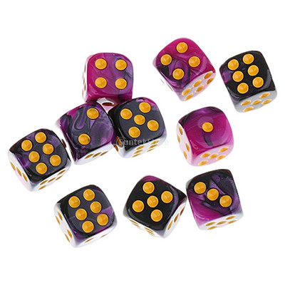 10 tk/pakk Kuuepoolne täringukomplekt D6 16 mm täringutega mitmevärvilised matemaatika õppevahendid RPG DND rollimängude lauamängu rekvisiidid