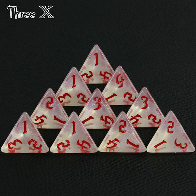 10 DB TRPG D4 dobókocka DNDGame-hez 4 oldalas játékokhoz