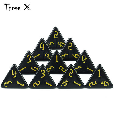 10 DB TRPG D4 dobókocka DNDGame-hez 4 oldalas játékokhoz