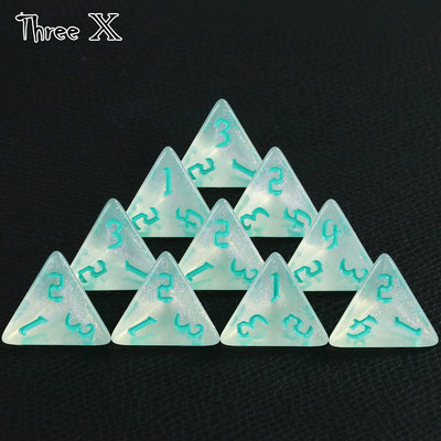 10 DB TRPG D4 dobókocka DNDGame-hez 4 oldalas játékokhoz