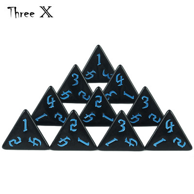 10 DB TRPG D4 dobókocka DNDGame-hez 4 oldalas játékokhoz