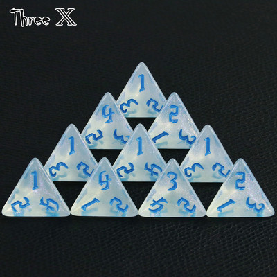 10 DB TRPG D4 dobókocka DNDGame-hez 4 oldalas játékokhoz