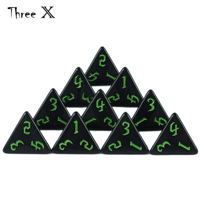 10 DB TRPG D4 dobókocka DNDGame-hez 4 oldalas játékokhoz