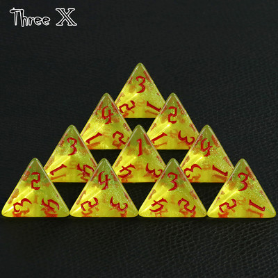 10 DB TRPG D4 dobókocka DNDGame-hez 4 oldalas játékokhoz