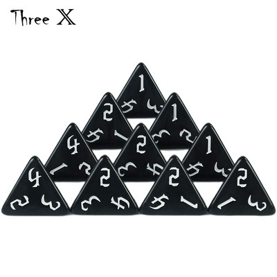 10 DB TRPG D4 dobókocka DNDGame-hez 4 oldalas játékokhoz