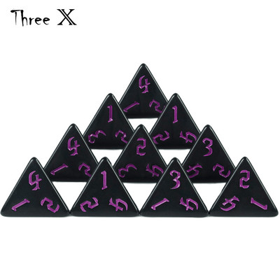 10 DB TRPG D4 dobókocka DNDGame-hez 4 oldalas játékokhoz