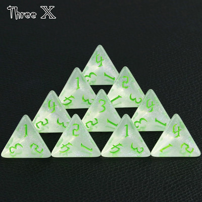 10 DB TRPG D4 dobókocka DNDGame-hez 4 oldalas játékokhoz