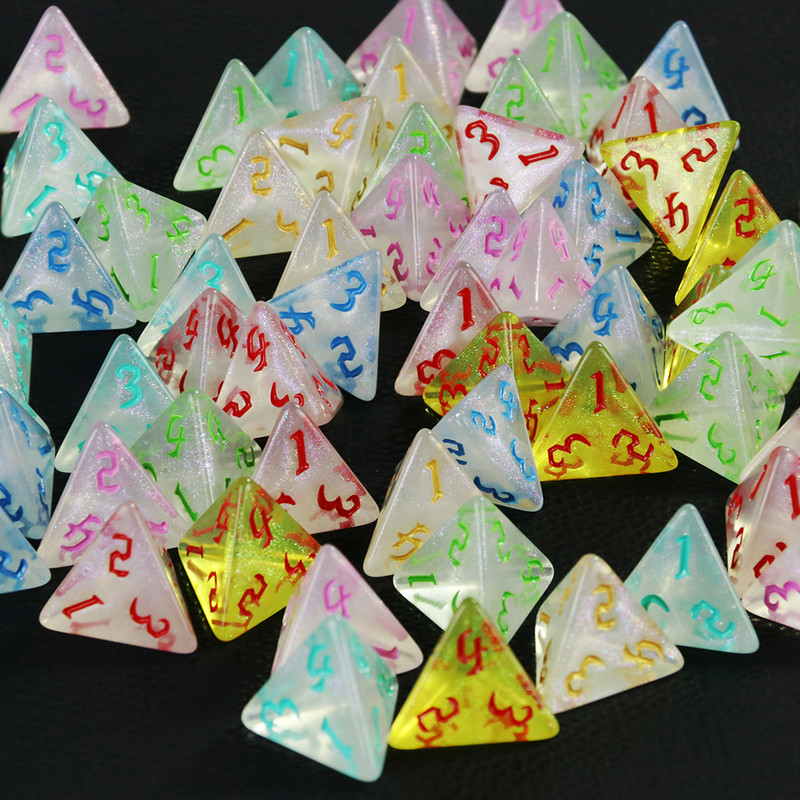 10 DB TRPG D4 dobókocka DNDGame-hez 4 oldalas játékokhoz