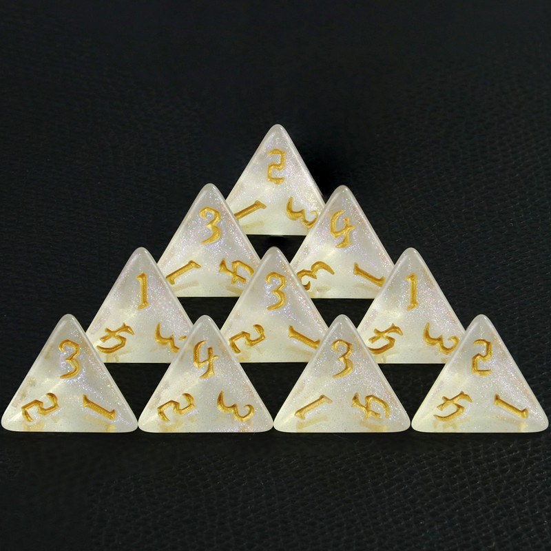 10 DB TRPG D4 dobókocka DNDGame-hez 4 oldalas játékokhoz