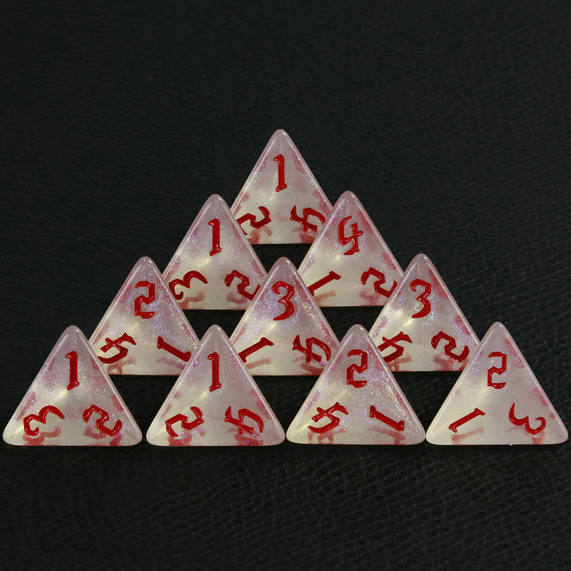 10 DB TRPG D4 dobókocka DNDGame-hez 4 oldalas játékokhoz