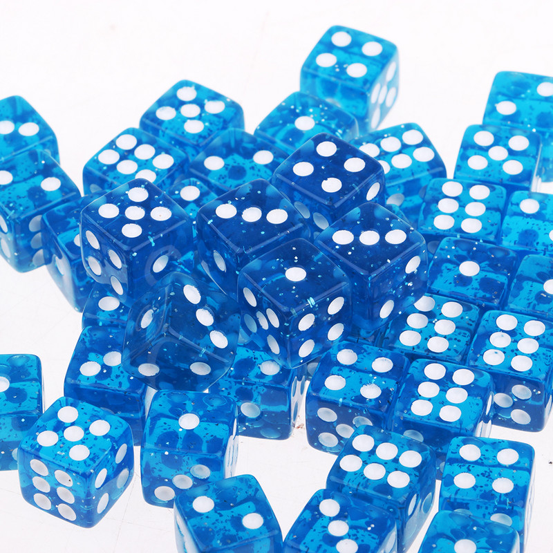 50db akril hatoldalas dobókocka 12 mm-es D6 kocka négyzet alakú áttetsző RPG játékkocka D&D DnD RPG partijátékhoz