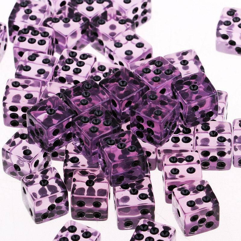 50db akril hatoldalas dobókocka 12 mm-es D6 kocka négyzet alakú áttetsző RPG játékkocka D&D DnD RPG partijátékhoz