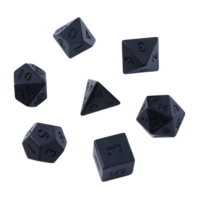 7db fekete RPG kockakészlet Vicces akril kockák szám asztali digitális kocka, nyomtatatlan poliéder kockák társasjáték kocka