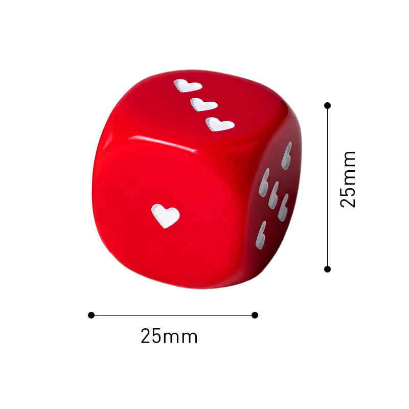 2db/csomag Új 25mm-es akril kocka piros fehér szív alakú pip asztali játékokkal kellékek nagy méretű kerek sarokkockákkal kockával