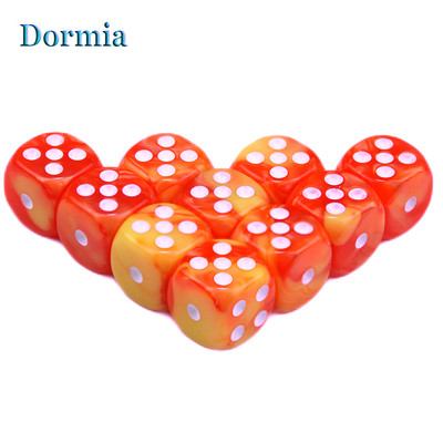 Noua sosire 10 buc 2 culori colțuri rotunjite zaruri pentru jocuri, 12 mm 6 fețe cu puncte standard, pentru cazinou ca accesorii pentru jocuri de masă