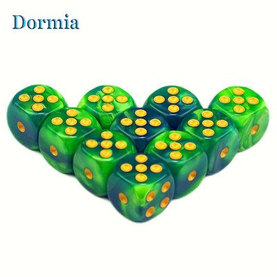 Noua sosire 10 buc 2 culori colțuri rotunjite zaruri pentru jocuri, 12 mm 6 fețe cu puncte standard, pentru cazinou ca accesorii pentru jocuri de masă