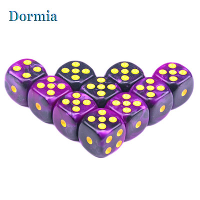 Noua sosire 10 buc 2 culori colțuri rotunjite zaruri pentru jocuri, 12 mm 6 fețe cu puncte standard, pentru cazinou ca accesorii pentru jocuri de masă