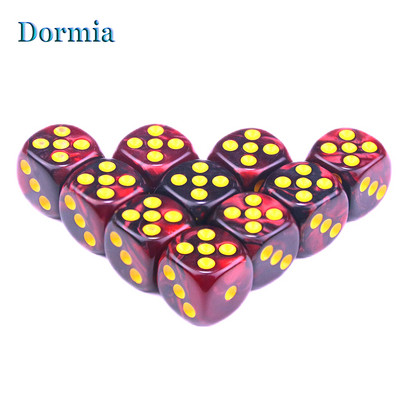 Noua sosire 10 buc 2 culori colțuri rotunjite zaruri pentru jocuri, 12 mm 6 fețe cu puncte standard, pentru cazinou ca accesorii pentru jocuri de masă