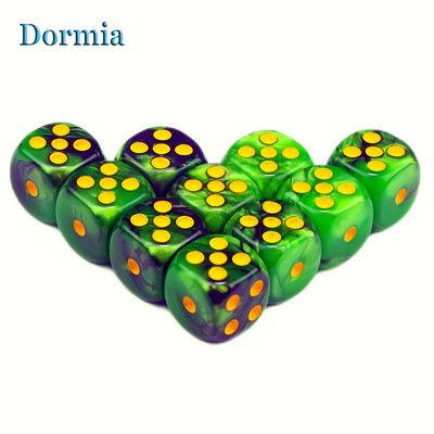 Noua sosire 10 buc 2 culori colțuri rotunjite zaruri pentru jocuri, 12 mm 6 fețe cu puncte standard, pentru cazinou ca accesorii pentru jocuri de masă