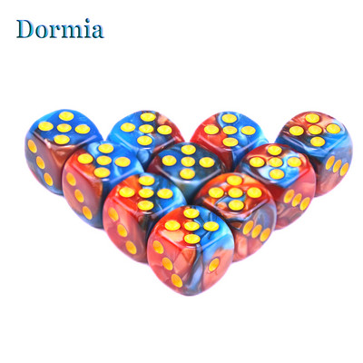 Noua sosire 10 buc 2 culori colțuri rotunjite zaruri pentru jocuri, 12 mm 6 fețe cu puncte standard, pentru cazinou ca accesorii pentru jocuri de masă