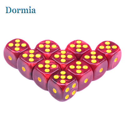 Noua sosire 10 buc 2 culori colțuri rotunjite zaruri pentru jocuri, 12 mm 6 fețe cu puncte standard, pentru cazinou ca accesorii pentru jocuri de masă