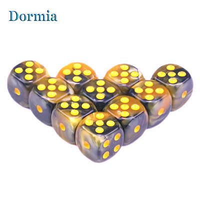 Noua sosire 10 buc 2 culori colțuri rotunjite zaruri pentru jocuri, 12 mm 6 fețe cu puncte standard, pentru cazinou ca accesorii pentru jocuri de masă
