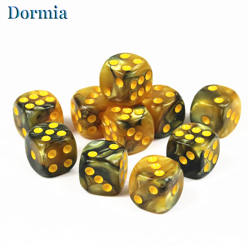 Noua sosire 10 buc 2 culori colțuri rotunjite zaruri pentru jocuri, 12 mm 6 fețe cu puncte standard, pentru cazinou ca accesorii pentru jocuri de masă