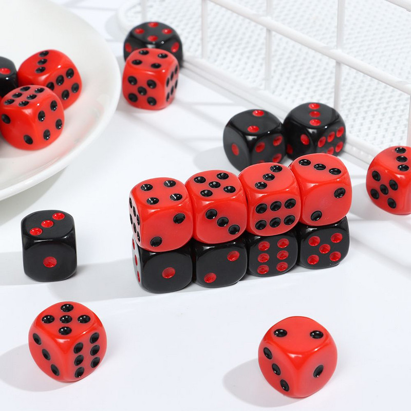 16 mm 24 tk/komplekt Akrüül Kahevärvilised 6-poolsed täringud meelelahutuseks lauamängutarvikud