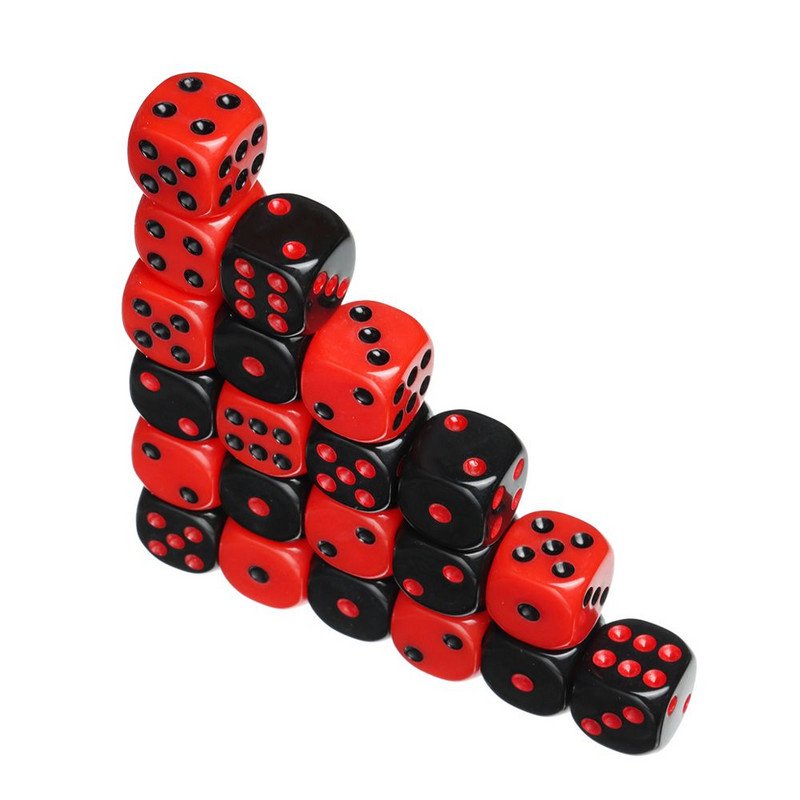 16 mm 24 tk/komplekt Akrüül Kahevärvilised 6-poolsed täringud meelelahutuseks lauamängutarvikud